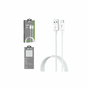 1M USB-A to Type-C Fast Charging Data Cable – TPE, White