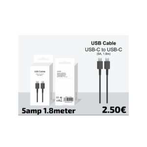 USB-C to USB-C Cable – 5A Fast Charging, 1.8M