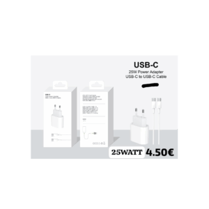 25W USB-C Power Adapter + USB-C to USB-C Cable